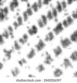 Abstract grunge grid polka dot halftone background pattern. Spotted black and white vector line illustration

