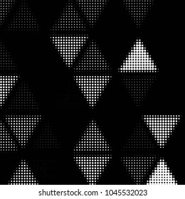 Abstract grunge grid polka dot halftone background pattern. Spotted black and white vector line illustration
