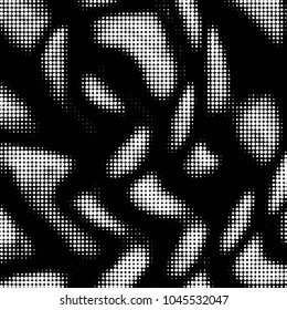 Abstract grunge grid polka dot halftone background pattern. Spotted black and white vector line illustration
