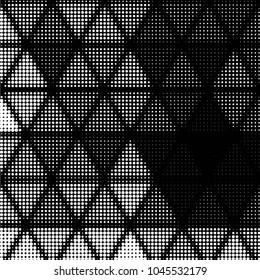 Abstract grunge grid polka dot halftone background pattern. Spotted black and white vector line illustration
