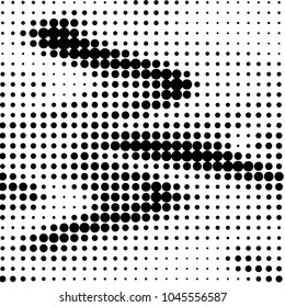 Abstract grunge grid polka dot halftone background pattern. Spotted black and white vector line illustration
