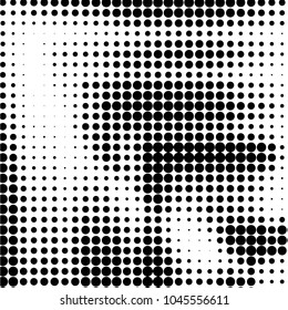 Abstract grunge grid polka dot halftone background pattern. Spotted black and white vector line illustration
