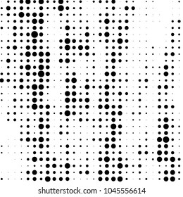 Abstract grunge grid polka dot halftone background pattern. Spotted black and white vector line illustration
