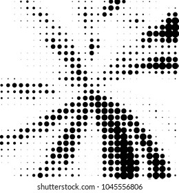 Abstract grunge grid polka dot halftone background pattern. Spotted black and white vector line illustration
