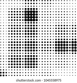 Abstract grunge grid polka dot halftone background pattern. Spotted black and white vector line illustration
