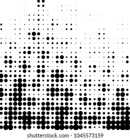 Abstract grunge grid polka dot halftone background pattern. Spotted black and white vector line illustration
