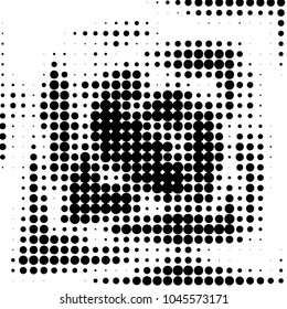 Abstract grunge grid polka dot halftone background pattern. Spotted black and white vector line illustration
