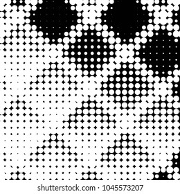 Abstract grunge grid polka dot halftone background pattern. Spotted black and white vector line illustration
