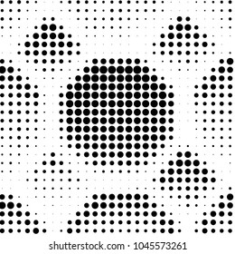 Abstract grunge grid polka dot halftone background pattern. Spotted black and white vector line illustration
