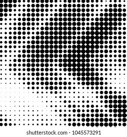 Abstract grunge grid polka dot halftone background pattern. Spotted black and white vector line illustration
