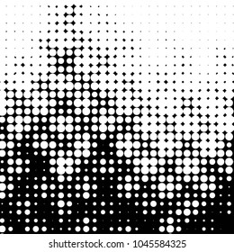 Abstract grunge grid polka dot halftone background pattern. Spotted black and white vector line illustration
