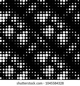 Abstract grunge grid polka dot halftone background pattern. Spotted black and white vector line illustration
