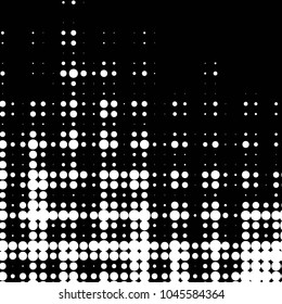 Abstract grunge grid polka dot halftone background pattern. Spotted black and white vector line illustration
