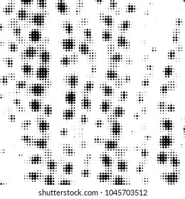 Abstract grunge grid polka dot halftone background pattern. Spotted black and white vector line illustration

