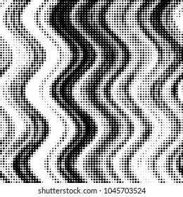 Abstract grunge grid polka dot halftone background pattern. Spotted black and white vector line illustration
