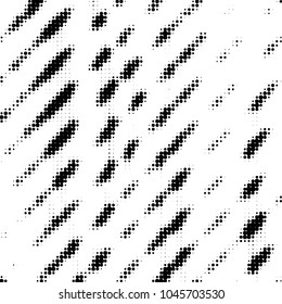 Abstract grunge grid polka dot halftone background pattern. Spotted black and white vector line illustration
