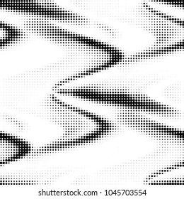 Abstract grunge grid polka dot halftone background pattern. Spotted black and white vector line illustration
