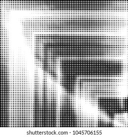 Abstract grunge grid polka dot halftone background pattern. Spotted black and white vector line illustration
