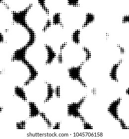 Abstract grunge grid polka dot halftone background pattern. Spotted black and white vector line illustration

