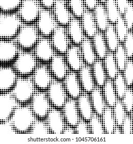 Abstract grunge grid polka dot halftone background pattern. Spotted black and white vector line illustration
