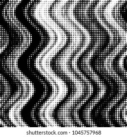 Abstract grunge grid polka dot halftone background pattern. Spotted black and white vector line illustration
