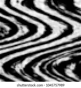 Abstract grunge grid polka dot halftone background pattern. Spotted black and white vector line illustration
