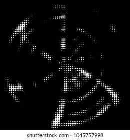 Abstract grunge grid polka dot halftone background pattern. Spotted black and white vector line illustration
