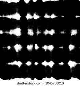 Abstract grunge grid polka dot halftone background pattern. Spotted black and white vector line illustration

