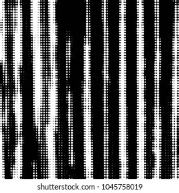 Abstract grunge grid polka dot halftone background pattern. Spotted black and white vector line illustration
