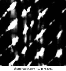 Abstract grunge grid polka dot halftone background pattern. Spotted black and white vector line illustration
