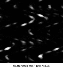 Abstract grunge grid polka dot halftone background pattern. Spotted black and white vector line illustration
