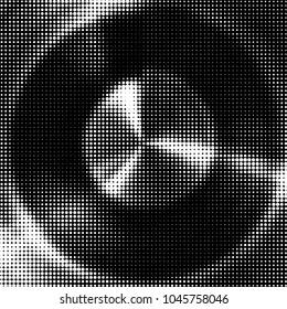 Abstract grunge grid polka dot halftone background pattern. Spotted black and white vector line illustration
