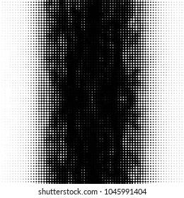 Abstract grunge grid polka dot halftone background pattern. Spotted black and white vector line illustration
