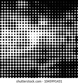 Abstract grunge grid polka dot halftone background pattern. Spotted black and white vector line illustration
