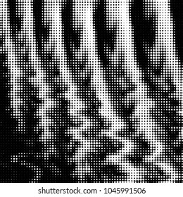 Abstract grunge grid polka dot halftone background pattern. Spotted black and white vector line illustration
