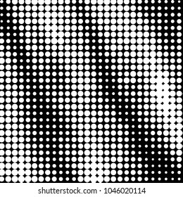 Abstract grunge grid polka dot halftone background pattern. Spotted black and white vector line illustration
