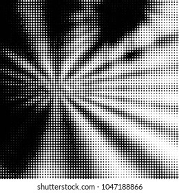 Abstract grunge grid polka dot halftone background pattern. Spotted black and white vector line illustration
