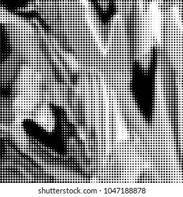 Abstract grunge grid polka dot halftone background pattern. Spotted black and white vector line illustration
