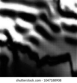 Abstract grunge grid polka dot halftone background pattern. Spotted black and white vector line illustration
