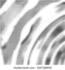 Abstract grunge grid polka dot halftone background pattern. Spotted black and white vector line illustration
