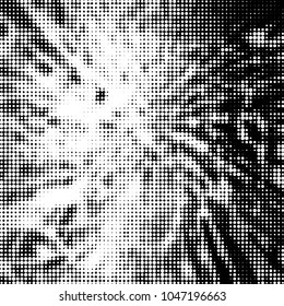 Abstract grunge grid polka dot halftone background pattern. Spotted black and white vector line illustration
