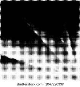 Abstract grunge grid polka dot halftone background pattern. Spotted black and white vector line illustration
