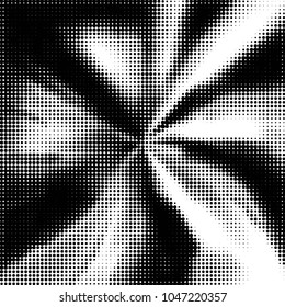 Abstract grunge grid polka dot halftone background pattern. Spotted black and white vector line illustration

