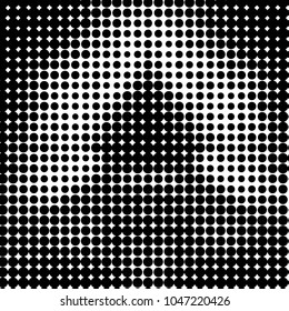 Abstract grunge grid polka dot halftone background pattern. Spotted black and white vector line illustration
