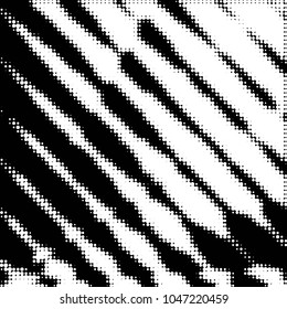 Abstract grunge grid polka dot halftone background pattern. Spotted black and white vector line illustration
