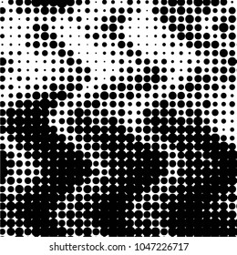Abstract grunge grid polka dot halftone background pattern. Spotted black and white vector line illustration
