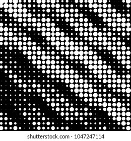 Abstract grunge grid polka dot halftone background pattern. Spotted black and white vector line illustration
