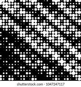 Abstract grunge grid polka dot halftone background pattern. Spotted black and white vector line illustration
