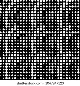Abstract grunge grid polka dot halftone background pattern. Spotted black and white vector line illustration
