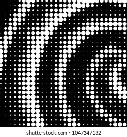 Abstract grunge grid polka dot halftone background pattern. Spotted black and white vector line illustration
